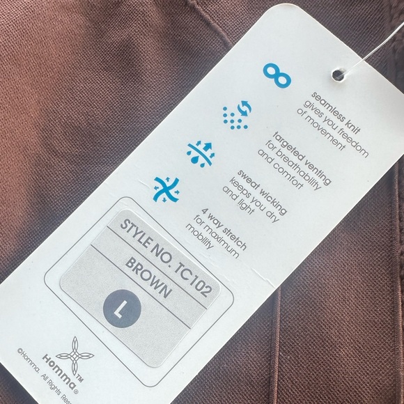 Homma High Waisted Seamless Knit Athletic Leggings Brown Size L New with Tag - Picture 9 of 10